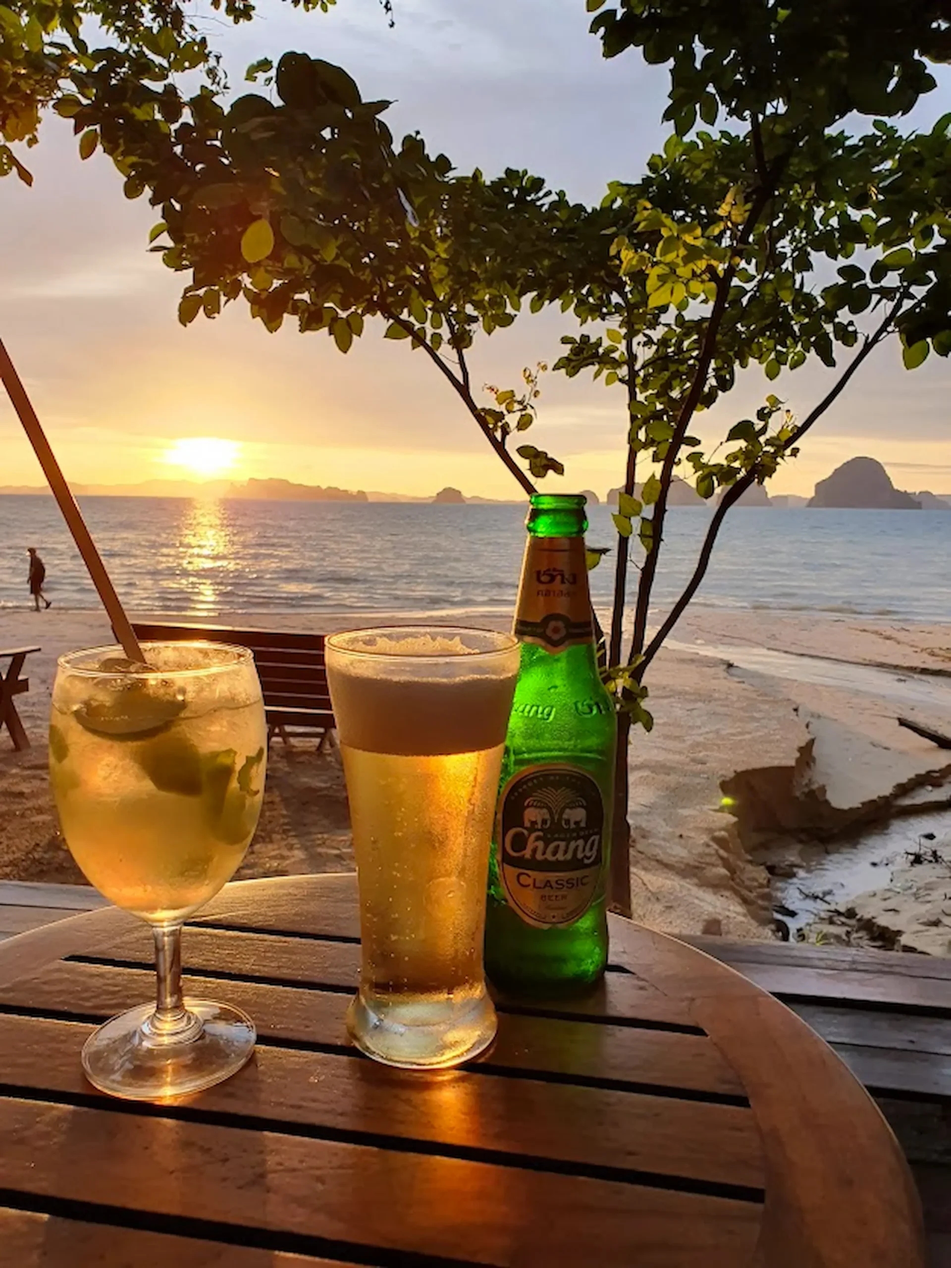 Sunset drinks on the beach in Krabi