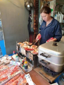 Stall at Tsukiji Fish Market in Tokyo